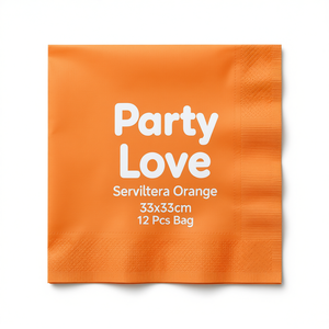 Serviettes de table Party Love Orange 33x33cm, sac de 12 pièces - Product Image 2