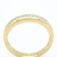 Cincin Berlian Asli Potongan Brilian 0.14ct Berlapis Rhodium Kuning 18K yang Dapat Disesuaikan, Buatan Khusus untuk Wanita, Pasangan, Ulang Tahun, Pertunangan