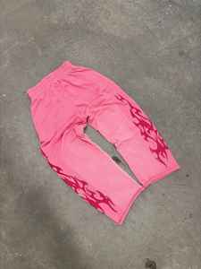 Personalizado nuevo diseño 100% algodón hombres lavado ácido crudo dobladillo rasgado pantalones acampanados pierna recta de gran tamaño pila holgada lavado pantalones de chándal - Product Image 4