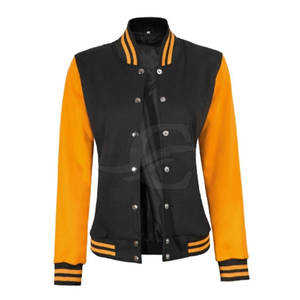 Best Selling Women's Autumn Solid Cotton Knitted Windproof Letterman Jacket Breathable Single Button Closure <b>Unbeatable</b> Price - Product Image 1