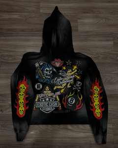 Custom Streetwear Cropped Washed Hoodies Men's <b>Black</b> 100% Cotton 500gsm Heavyweight Oversized <b>Zip</b> up Dtg Print Washed <b>Hoodie</b> - Product Image 1