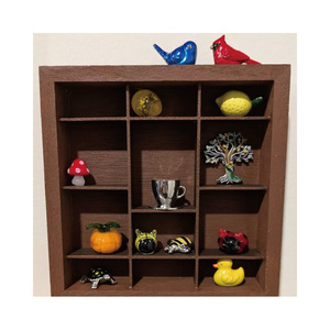 Boîte à lettres en bois pour objets de curiosité, présentoir de pierres, vitrine murale vintage, armoire à tiroirs, étagère à bibelots - Product Image 3