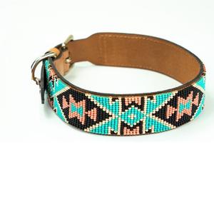 Collar de perro con cuentas de semillas coloridas, Collar de perro de cuero puro hecho a mano y con cuentas, Collar de perro con cuentas de semillas personalizado, se acepta personalizado - Product Image 2