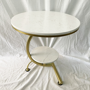 Modern Luxury Two-Tiered Side <b>Table</b> White <b>Marble</b> Top and Bronze Frame Durable Living Room Furniture <b>Set</b>-TT68124 - Product Image 3