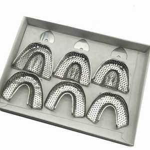 Set of 6 Dental Impression <strong>Tray</strong> with <strong>Plastic</strong> Steel and Metal Mesh Manual Impression for <strong>Hospital</strong> Use