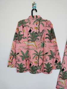 Traje de noche de mujer con Estampado de jungla informal de lujo, vestido de algodón suave y Conjunto de pijama con estampado de animales para damas de honor - Product Image 6