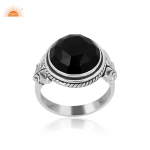 แหวนพลอยโอนิกซ์สีดำธรรมชาติเงินสเตอร์ลิงเครื่องประดับสำหรับผู้หญิงของขวัญสำหรับผู้ผลิตเครื่องประดับชั้นดีจากเธอ - Product Image 1