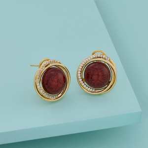 Vintage Geometric <b>Stud</b> <b>Earrings</b> for Party Romantic & Religious Occasions Made of Zinc Alloy & Stainless Steel Zircon Stones - Product Image 1
