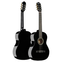 4/4 Black Classical Guitar Full Set Mahogany Neck Adjustable Truss Rod Gloss Finish Tuner Bag Strap Capo Picks | Midex CG-270BK