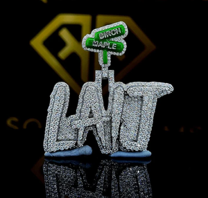 Colgante Moissanite personalizado, VVS Moissanite letra personalizada en colgante, Moissanite VVS colgante, colgante Moissanite Hip Hop plata - Product Image 1