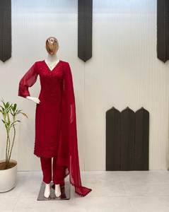 เซ็ต salwar kameez 3ชิ้นสุดพิเศษปักลายต่อเนื่องแห้งเร็วสำหรับปาร์ตี้แต่งงานดิวาลิแฟชั่นยอดนิยม - Product Image 3