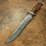 Cuchillo Bowie de Supervivencia y Caza para Exteriores, Hecho a Mano, de Acero de Damasco, Hoja Fija de Espiga Completa, Mango de Cuero |   OEM Personalizable - Product Image 6