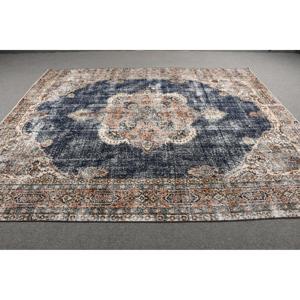 Alfombra de 8x9.5 pies, Alfombra Turca Vintage, Alfombra Azul de Lana del Suroeste - Product Image 3