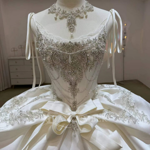 Robe de mariée Jancember JJ141 Princess Spaghtti Strap Bow Satin Empire Puffy Gowns - Product Image 5