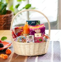 Panier rond en bambou fait main, ovale, naturel, écologique, vintage, tressé avec poignée, grand panier cadeau pour arbre, supports de rangement