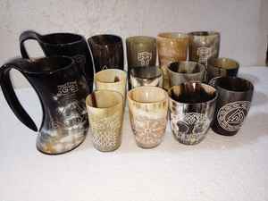 แก้วมักลายสัตว์แกะสลักขัดเงาสไตล์ไวกิ้งแตรสำหรับดื่มแบบงานฝีมือแนวทะเลของตกแต่งบ้านงานฝีมือตามธรรมชาติ - Product Image 4