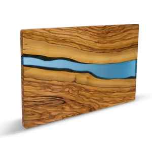 Tabla de cortar de madera de acacia de resina epoxi personalizada para picar pan y el hogar, decoración de cocina rústica moderna de lujo - Product Image 1