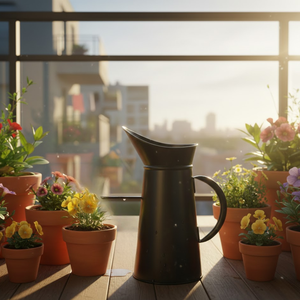 บัวรดน้ำโลหะชุบสังกะสีแบบวินเทจ |   กระบอกฉีดน้ำสีเทาเข้มสำหรับสวน |   กระถางเก็บน้ำสำหรับปลูกต้นไม้ในร่มและกลางแจ้ง - Product Image 5