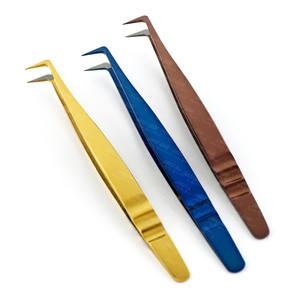 Pince à épiler à volume classique incurvée personnalisée de haute qualité pince à cils à pointe en fibre 45 pince à épiler Nano Grip à 90 degrés Extension de cils - Product Image 5