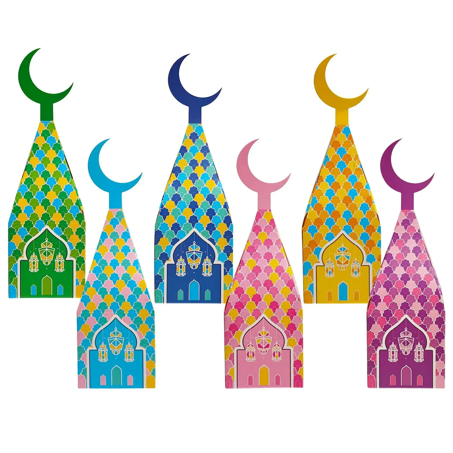 Eid Mubarak Moon Mosque Candy Packaging Boxes Muslim Festival Gift Moon Box Ramadan Kareem Box
