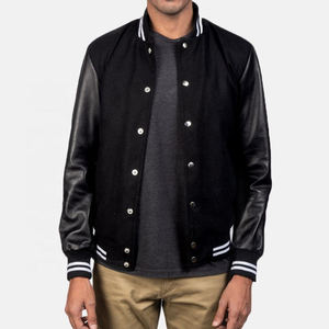 Vêtements de rue décontractés OEM Lettermen Varsity Jackets avec manches en cuir et tissu de laine grande taille Vente de la saison d'hiver - Product Image 4