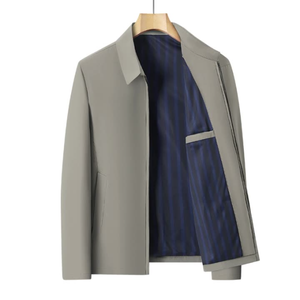 Luxe Heren Casual Jacks Met Rits Jas Geweven Loszittend Zakelijke Pak Werkjack Met Mode-Stijl - Product Image 2