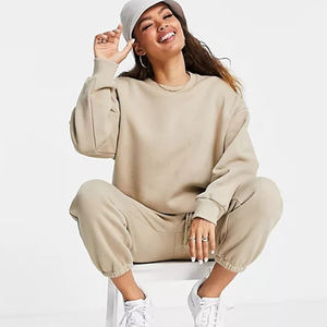 Custom <b>Women's</b> Long Sleeve Fleece Crewneck Sweatsuit Jogger <b>Pant</b> Winter Two Piece Outfits Pocket <b>Lounge</b> Sports Shirt Plus Size - Product Image 1