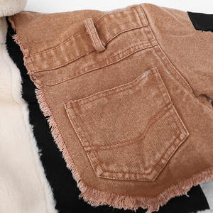 Manteau d'hiver en jean pour femme Veste en jean pour femme avec bordure en fourrure Manteaux courts d'hiver pour femme Tendance - Product Image 5