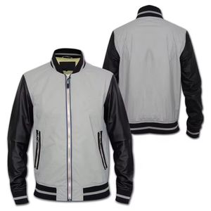 Chaqueta Bomber Universitaria con Ribete de Piel de Oveja, Invierno, Corte Ajustado, Forro Polar, Transpirable, Tejida, con un Solo Botón, para Hombre, Colección 2025 - Product Image 3
