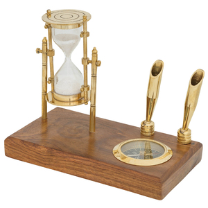 ห่วงทองเหลืองผู้ถือปากการะฆังอินเดียหัตถกรรมที่กำหนดเองไม้และทองเหลืองตารางผู้ถือปากกาตกแต่งในราคาที่ต่ำ - Product Image 2