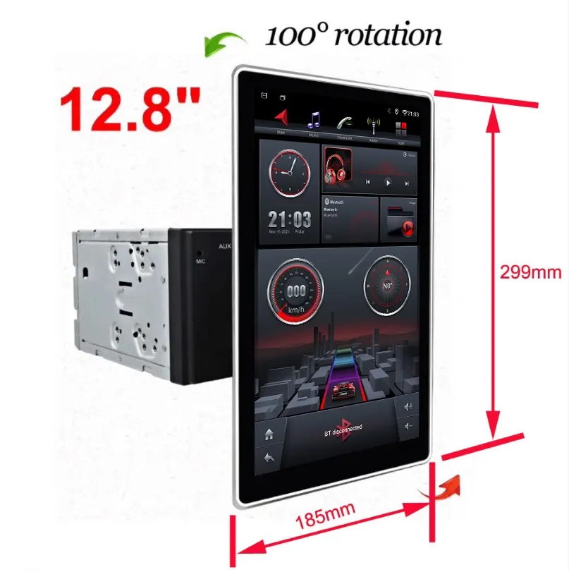 KLYDE hot selling 12.8" double din 6Gram 128Grom android 10 big screen with 4G lte 100 degree rotation universal car radio