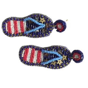 Pendientes de Botón con Cuentas de Semillas Hechos a Mano, Estilo Clásico, Joyería de Moda con Bordado, Tema de la Bandera de EE. UU., para Mujeres y Niñas de la India - Product Image 1
