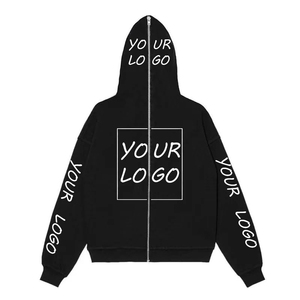 Wholesale Custom Graphic <b>Thermal</b> Hoodie Heavyweight Fleece Cotton Oversized <b>Men's</b> Hoodie&Sweatshirt with Zipper Plus Size Hoodie - Product Image 2