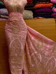 Dentelle George brodée indienne perlée 5 yards, écologique, légère, grande taille, vêtements traditionnels pour femmes, dentelle africaine en polyester - Product Image 3