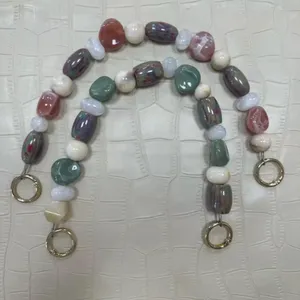 Mixed Colorful Acrylic Beads Short Chain Handle Decoration Chain Versatile Grass Woven Bag Handmade Bag Chain