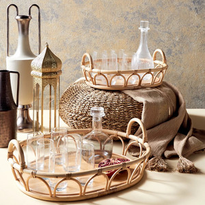 ถาดหวายทรงรีหรูหราและเป็นมิตรกับสิ่งแวดล้อมถาดเสิร์ฟเครื่องจักสานสไตล์โบฮีเมียนสำหรับห้องนั่งเล่นของขวัญที่ยอดเยี่ยมสำหรับปีใหม่ผลิตในเวียดนาม - Product Image 3