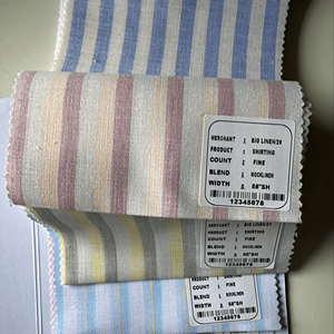 Colección BIO LINEN de alta calidad, rayas tejidas de peso pesado Multicolor, 58 anchos, camisas de mentón de lino fino, niños lisos - Product Image 1