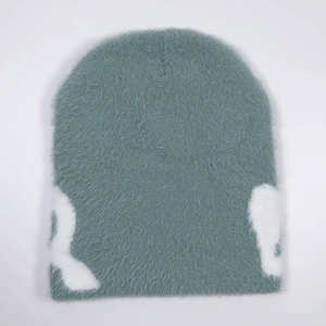 Gorro Jacquard de alta calidad, ropa de calle personalizada al por mayor con etiqueta tejida privada, gorros de Mohair - Product Image 5