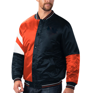 Veste universitaire en toile patchwork avec logo personnalisé et broderie, veste de baseball pour homme, veste de collège noire - Product Image 3