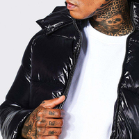 Veste matelassée pour hommes Veste matelassée décontractée à capuche avec fermeture éclair intégrale Veste d'hiver métallisée brillante Design personnalisé Vestes matelassées pour hommes personnalisée