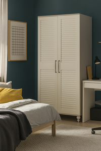 Armoire Arion Kids Pera élégante à 2 portes en MDF avec pieds en bois, design ventilé et portes à volets - Product Image 4