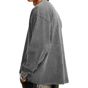 เสื้อสเวตเชิ้ตสำหรับผู้ชายผ้าฝ้ายกันหดคอกลมขนาดใหญ่ลายกรดซักได้100% มีสไตล์ตามสั่ง - Product Image 5