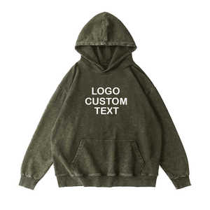 Bordado personalizado Hombres Mujeres Sudaderas con capucha Algodón Lavado ácido Sudadera con capucha con logotipo de pantalla de seda Sudadera con capucha - Product Image 1