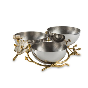 Ensemble de trois bols de luxe pour orchidée de qualité supérieure Design fabuleux Bol de service à salade en acier inoxydable avec noix pour les fêtes - Product Image 5