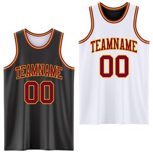 Directamente de la marca Engro Sports Custom Reversible Black Maroon-Gold Sublimación de doble cara Traje de baloncesto Jersey - Product Image 1