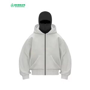 Sweat-shirts à capuche zippés professionnels en promotion, broderie effet vieilli, 100% coton molletonné/éponge française, séchage rapide, respirant, épaules tombantes - Product Image 3