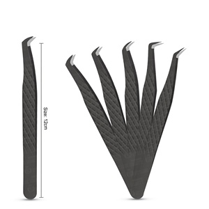 Pinzas de extensión de pestañas de acero inoxidable puro de Color con logotipo personalizado, agarre de diamante suave, volumen puntiagudo, tipo de punta de fibra de belleza - Product Image 3