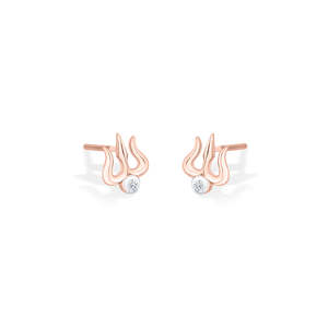 Pendientes de Aro de Oro con Trishul Sagrado para Mujer, Ligeros, Religiosos, con Perlas y Diamantes - Product Image 4