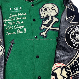 แจ็คเก็ตเบสบอลลำลองคุณภาพสูงสำหรับฤดูหนาว สไตล์วิทยาลัย ปักลายตามสั่ง ระบายอากาศได้ดี สำหรับผู้ชาย ทำจากหนังแกะและหนังแท้ - Product Image 4