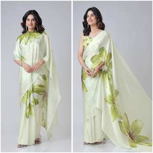 Sari indien en soie crêpe épaisse brodé et imprimé, prêt-à-porter, dernière collection, tenue ethnique, tenue de soirée, séchage rapide, exclusif, tendance, magnifique - Product Image 6